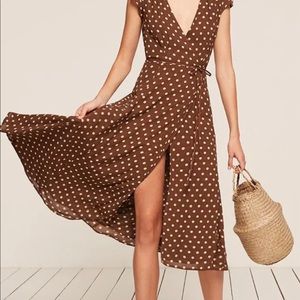 COPY - Reformation Carina dress brown polka dot